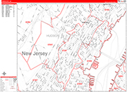 Union City  Wall Map Red Line Style